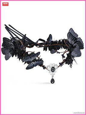 Handmade Gothic Butterfly Floral Headband Fairy Elf Crown Cosplay Costume